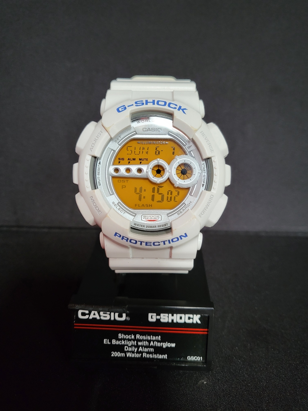 Casio G-Shock GD-100SC White Digital Watch with Yellow Dial